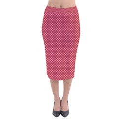 Usa Flag White Stars On Flag Red Velvet Midi Pencil Skirt by PodArtist