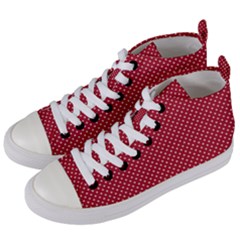 Usa Flag White Stars On Flag Red Women s Mid-top Canvas Sneakers by PodArtist