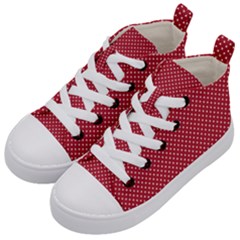 Usa Flag White Stars On Flag Red Kid s Mid-top Canvas Sneakers by PodArtist