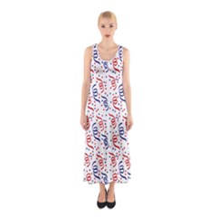 Red White and Blue USA/UK/France Colored Party Streamers Sleeveless Maxi Dress
