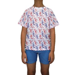 Red White And Blue Usa/uk/france Colored Party Streamers Kids  Short Sleeve Swimwear by PodArtist