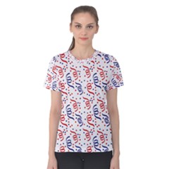 Red White and Blue USA/UK/France Colored Party Streamers Women s Cotton Tee