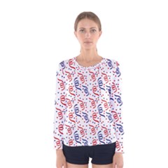 Red White and Blue USA/UK/France Colored Party Streamers Women s Long Sleeve Tee