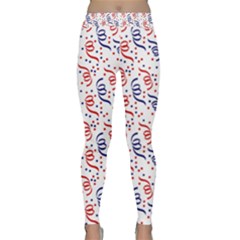 Red White and Blue USA/UK/France Colored Party Streamers Classic Yoga Leggings