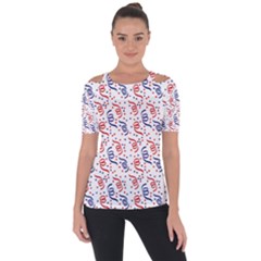 Red White and Blue USA/UK/France Colored Party Streamers Short Sleeve Top