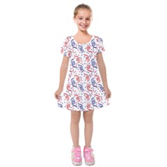 Red White and Blue USA/UK/France Colored Party Streamers Kids  Short Sleeve Velvet Dress