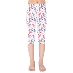 Red White and Blue USA/UK/France Colored Party Streamers Kids  Capri Leggings 