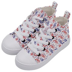 Red White And Blue Usa/uk/france Colored Party Streamers Kid s Mid-top Canvas Sneakers