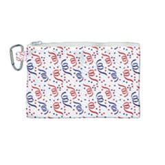 Red White and Blue USA/UK/France Colored Party Streamers Canvas Cosmetic Bag (Medium)