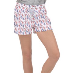 Red White and Blue USA/UK/France Colored Party Streamers Women s Velour Lounge Shorts
