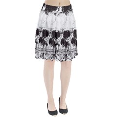 Skull Vintage Old Horror Macabre Pleated Skirt