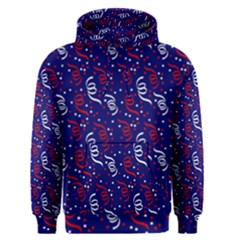 Red White And Blue Usa/uk/france Colored Party Streamers On Blue Men s Pullover Hoodie by PodArtist