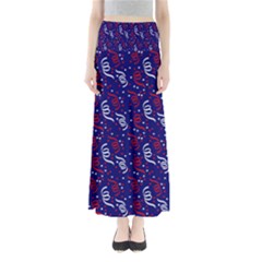 Red White And Blue Usa/uk/france Colored Party Streamers On Blue Full Length Maxi Skirt