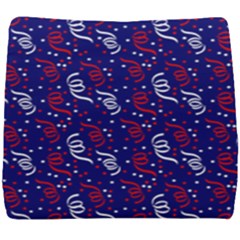 Red White And Blue Usa/uk/france Colored Party Streamers On Blue Seat Cushion by PodArtist