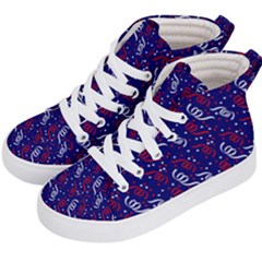 Red White And Blue Usa/uk/france Colored Party Streamers On Blue Kid s Hi-top Skate Sneakers by PodArtist