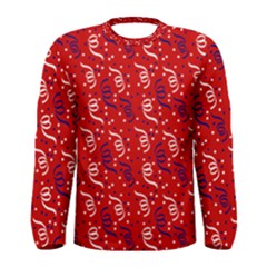 Red White And Blue Usa/uk/france Colored Party Streamers Men s Long Sleeve Tee by PodArtist