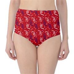 Red White And Blue Usa/uk/france Colored Party Streamers Classic High-waist Bikini Bottoms by PodArtist