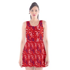 Red White And Blue Usa/uk/france Colored Party Streamers Scoop Neck Skater Dress by PodArtist