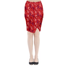 Red White And Blue Usa/uk/france Colored Party Streamers Midi Wrap Pencil Skirt by PodArtist