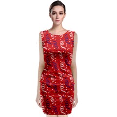 Red White And Blue Usa/uk/france Colored Party Streamers Sleeveless Velvet Midi Dress by PodArtist