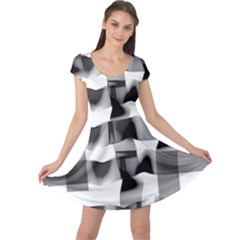 Geometry Square Black And White Cap Sleeve Dress