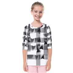 Geometry Square Black And White Kids  Quarter Sleeve Raglan Tee