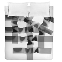 Geometry Square Black And White Duvet Cover Double Side (queen Size)