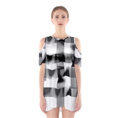 Geometry Square Black And White Shoulder Cutout One Piece by Sapixe