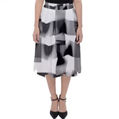 Geometry Square Black And White Folding Skater Skirt
