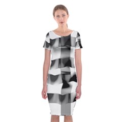 Geometry Square Black And White Classic Short Sleeve Midi Dress by Sapixe