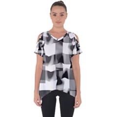 Geometry Square Black And White Cut Out Side Drop Tee