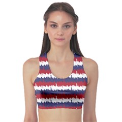 244776512ny Usa Skyline In Red White & Blue Stripes Nyc New York Manhattan Skyline Silhouette Sports Bra by PodArtist