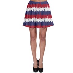 244776512ny Usa Skyline In Red White & Blue Stripes Nyc New York Manhattan Skyline Silhouette Skater Skirt by PodArtist