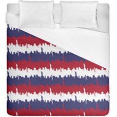 244776512ny Usa Skyline In Red White & Blue Stripes Nyc New York Manhattan Skyline Silhouette Duvet Cover (king Size) by PodArtist