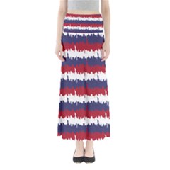 244776512ny Usa Skyline In Red White & Blue Stripes Nyc New York Manhattan Skyline Silhouette Full Length Maxi Skirt by PodArtist