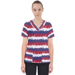 244776512ny Usa Skyline In Red White & Blue Stripes Nyc New York Manhattan Skyline Silhouette Scrub Top by PodArtist