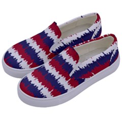 244776512ny Usa Skyline In Red White & Blue Stripes Nyc New York Manhattan Skyline Silhouette Kids  Canvas Slip Ons by PodArtist