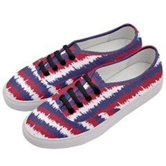 244776512ny Usa Skyline In Red White & Blue Stripes Nyc New York Manhattan Skyline Silhouette Women s Classic Low Top Sneakers by PodArtist