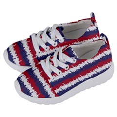 244776512ny Usa Skyline In Red White & Blue Stripes Nyc New York Manhattan Skyline Silhouette Kids  Lightweight Sports Shoes by PodArtist