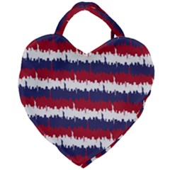 244776512ny Usa Skyline In Red White & Blue Stripes Nyc New York Manhattan Skyline Silhouette Giant Heart Shaped Tote by PodArtist