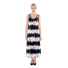 Black & White Stripes Nyc New York Manhattan Skyline Silhouette Sleeveless Maxi Dress