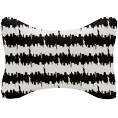 Black & White Stripes Nyc New York Manhattan Skyline Silhouette Seat Head Rest Cushion by PodArtist