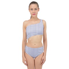 Mattress Ticking Wide Striped Pattern In Usa Flag Blue And White Spliced Up Two Piece Swimsuit by PodArtist