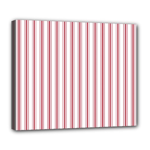 Mattress Ticking Wide Striped Pattern in USA Flag Red and White Deluxe Canvas 24  x 20  