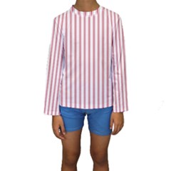 Mattress Ticking Wide Striped Pattern In Usa Flag Red And White Kids  Long Sleeve Swimwear by PodArtist
