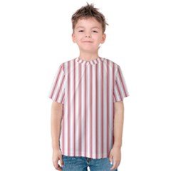 Mattress Ticking Wide Striped Pattern in USA Flag Red and White Kids  Cotton Tee