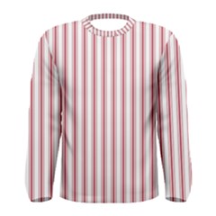 Mattress Ticking Wide Striped Pattern in USA Flag Red and White Men s Long Sleeve Tee