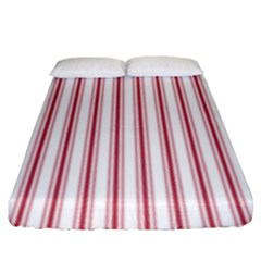 Mattress Ticking Wide Striped Pattern in USA Flag Red and White Fitted Sheet (King Size)