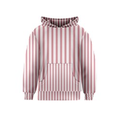 Mattress Ticking Wide Striped Pattern in USA Flag Red and White Kids  Pullover Hoodie