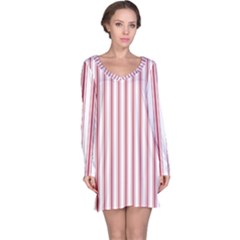 Mattress Ticking Wide Striped Pattern in USA Flag Red and White Long Sleeve Nightdress